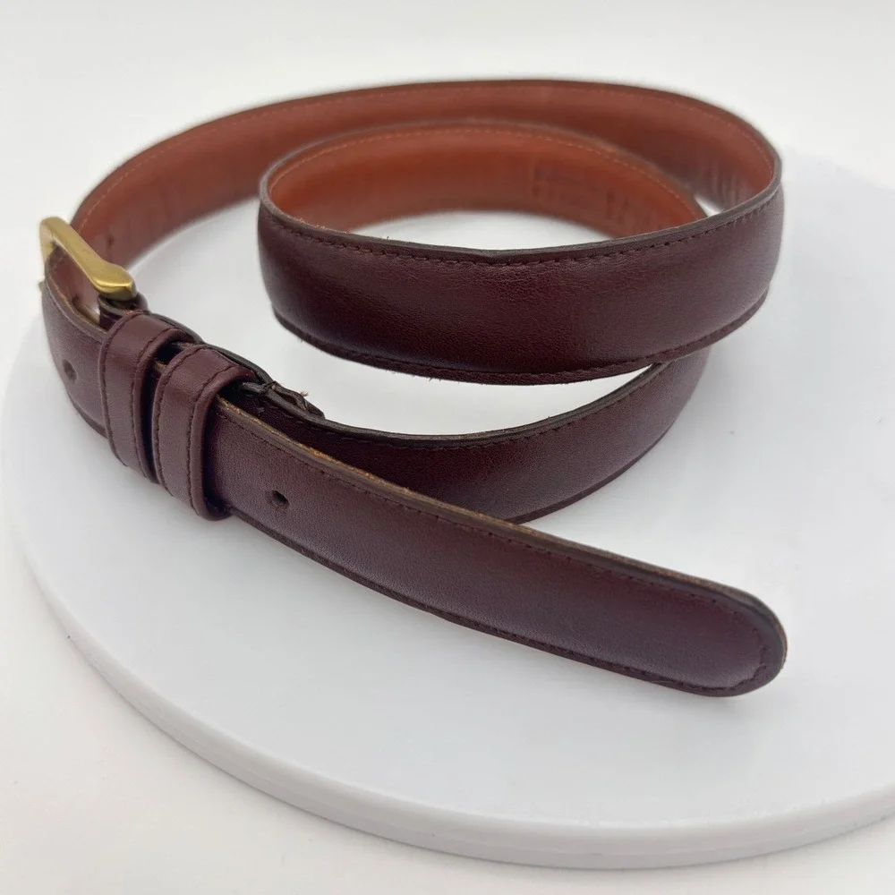 VINTAGE COACH Burgundy Leather Belt 5700 Gold Brass Buckle Womens 30in 75cm